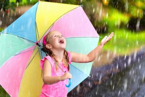 girl under umbrella in the rain